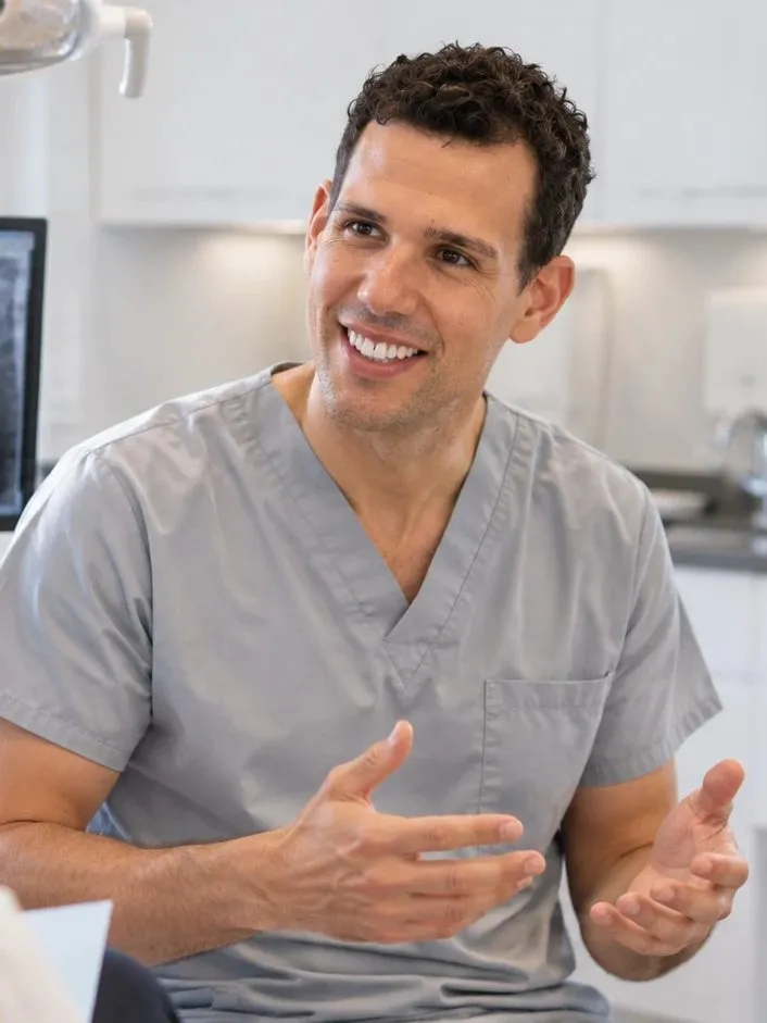 Dentist explaining treatment to a patient