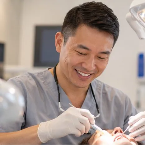 Dr Gavin Ho Fat smiling during treatment